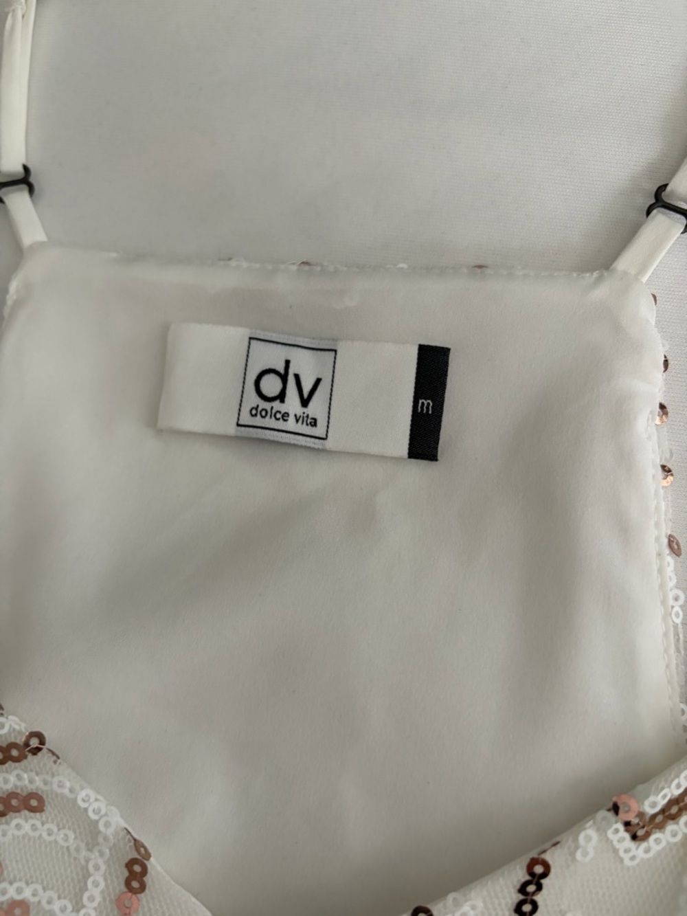 Dolce Vita White Sequin Spaghetti-Strap Mini Dress